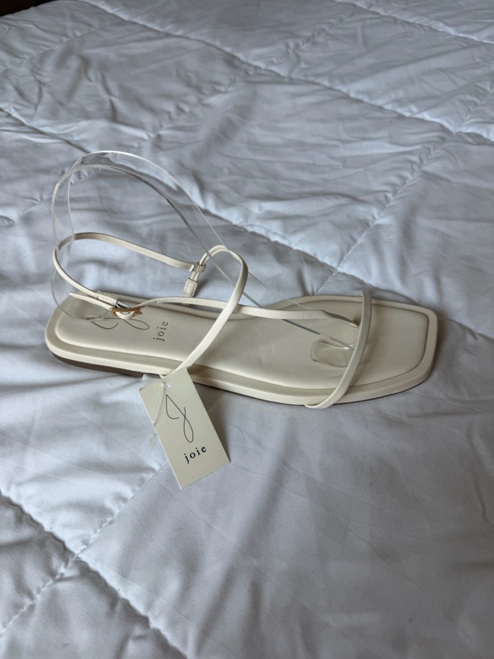Joie Vida Ecru Cream Strappy Leather Flat Sandals NWT Off White Flip Flops - Picture 2 of 7